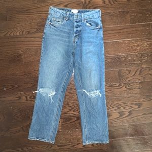 H&M Straight Ankle Jeans With Rips